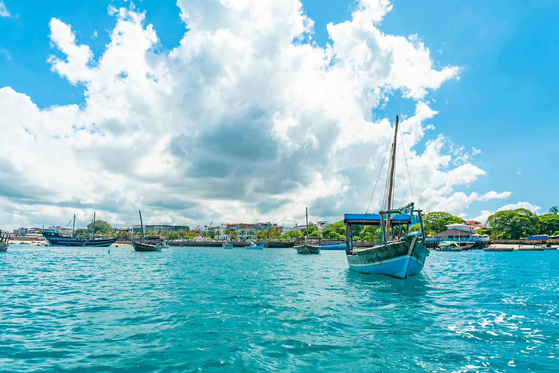Boats in the port of Stone Town, Zanzibar