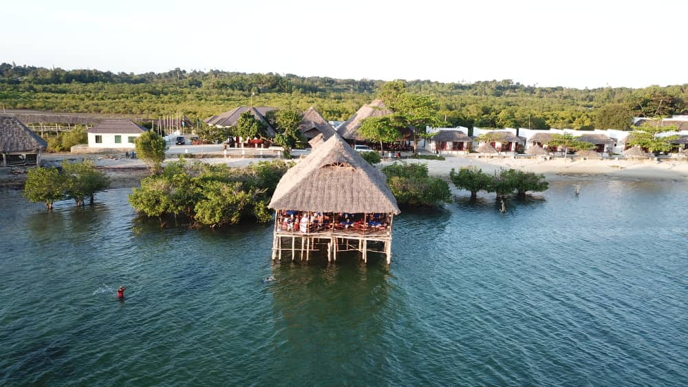 Aerial view of Misali sunset in Pemba